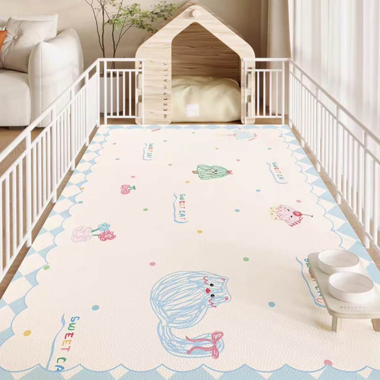 VIKAMA 펫매트 거실 주방발코니PU매트 미끄럼방지매트 장식매트 펫미끄럼방지매트 강아지 방수매트 다용도 컷팅 미끄럼방지매트 펫매트 대형, 1개, GZN3 11,300원