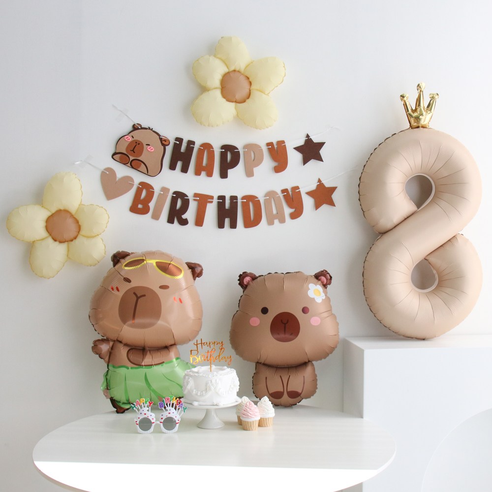 이벤트홀릭 데이지 카피바라 풍선 생일파티용품세트, 1개, 숫자풍선 13,900원