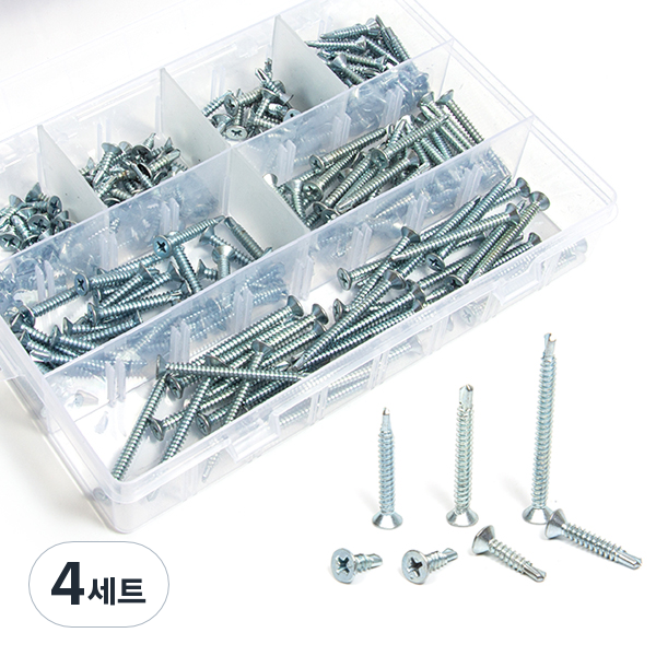 ZIO-BIZ 접시머리 직결피스 7종세트 백색 210pcs / 직결나사 철판피스 스텐피스 십자형볼트 철판 알루미늄 PVC 목재 나무 나사못 수공구 와셔머리 접시머리 나사 못 피스 31,300원