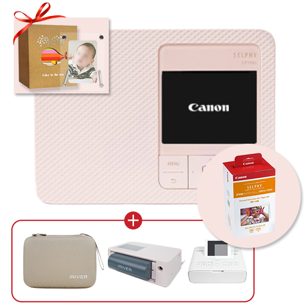 캐논 셀피 CP1500 포토프린터 인화기 RP-108 인화지 하드케이스 휴대용배터리, CP1500핑크+ RP-108+필름+IR배터리+케이스 299,000원