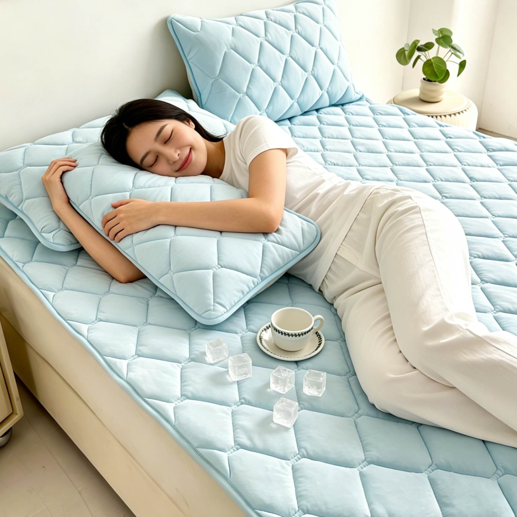 아리엘노 여름 시원한 냉감패드 쿨링 침대패드 쿨매트 고정밴드형, 쿨매트, 아이스블루 24,900원