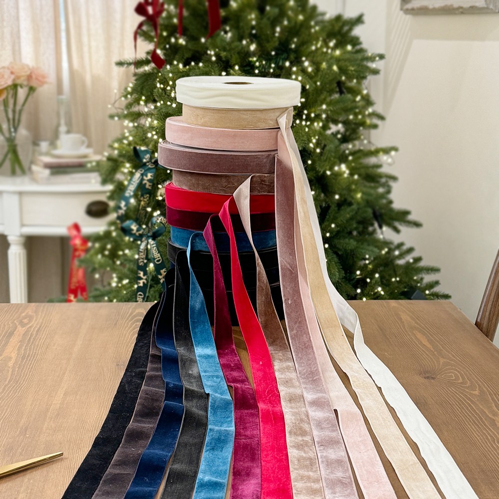 국산 벨벳 리본 끈 선물 포장 공예 크리스마스 데코 15,400원