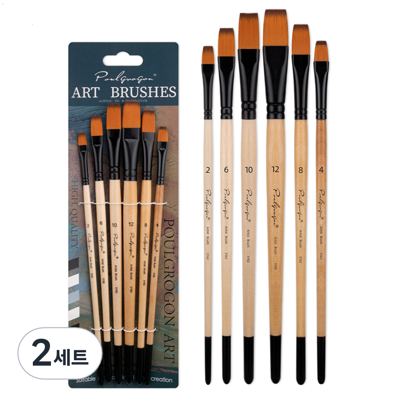 올이즈유 학용품 그림 평붓 6종 세트, 2세트, 2호, 4호, 6호, 8호, 10호, 12호 12,600원