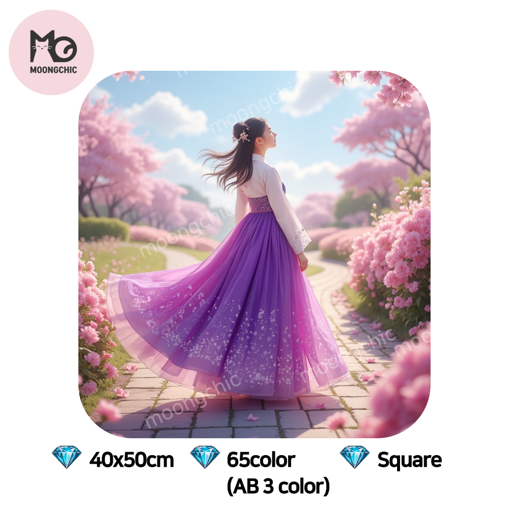 뭉시크 보라빛 한복 사각 레진 보석십자수 MC05, 1개, 보라빛 한복 58,000원