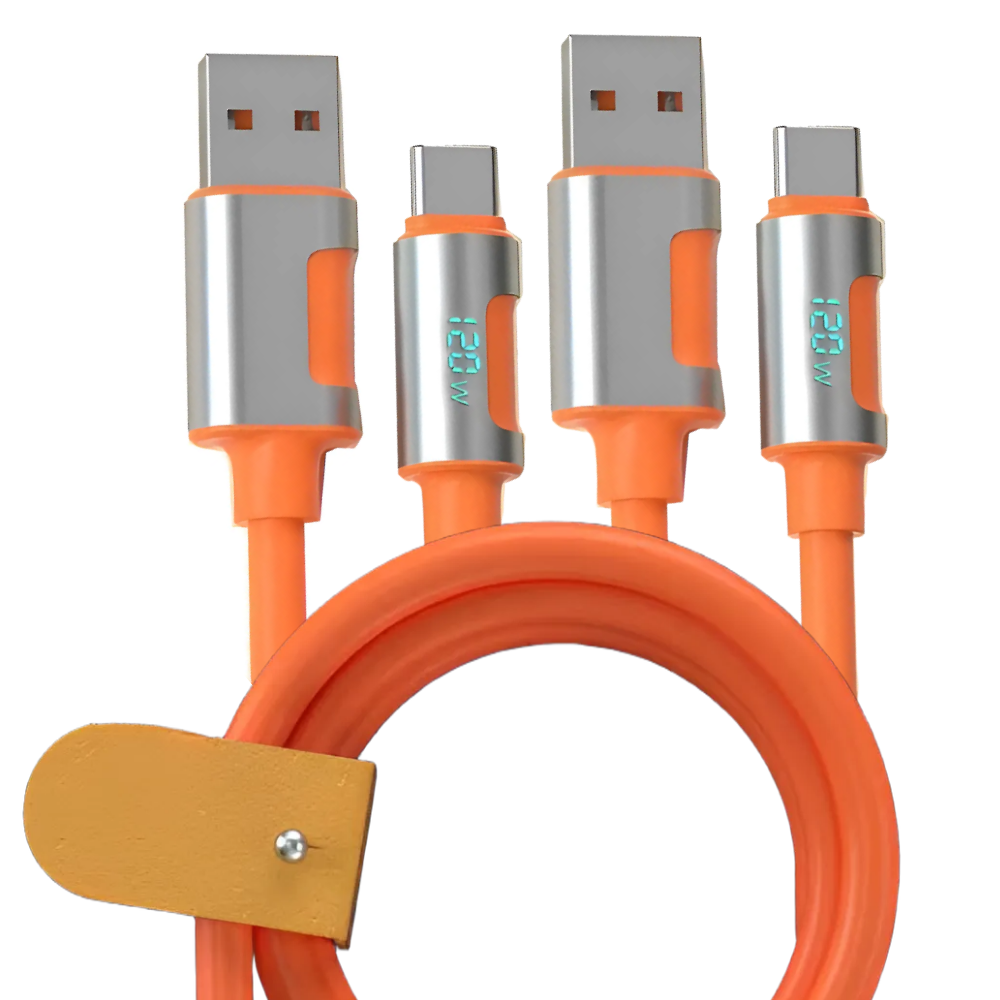 탈론나인 120W 지원 USB-A to C 고속충전 실리콘 케이블, 2개, 오렌지 실버, 2m 10,500원