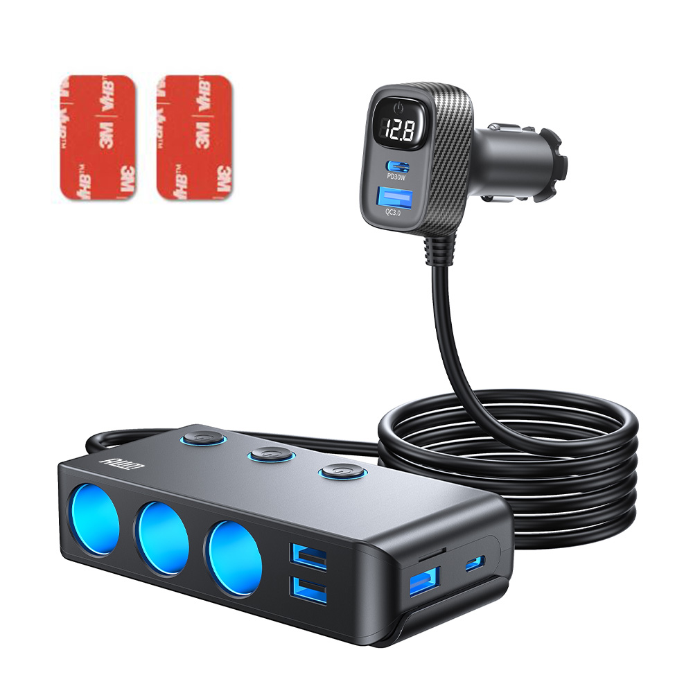 아림 차량용 개별 스위치 3구 멀티 시거잭 소켓 초고속충전 120W 200W 6포트 볼트게이지 전압 표시, 블랙, HC67CPro X3 27,800원