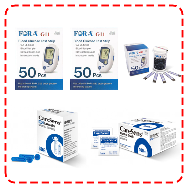 (FDA 승인) 유진포라 혈당시험지 혈당검사지스트립 150매+솜100매+침100매 세트 SW 47,000원