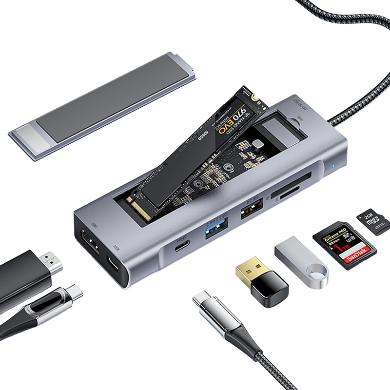 EIKER 8in1 c타입 멀티허브 USB3.2 HDMI PD충전 M.2 SSD 외장케이스 66,900원