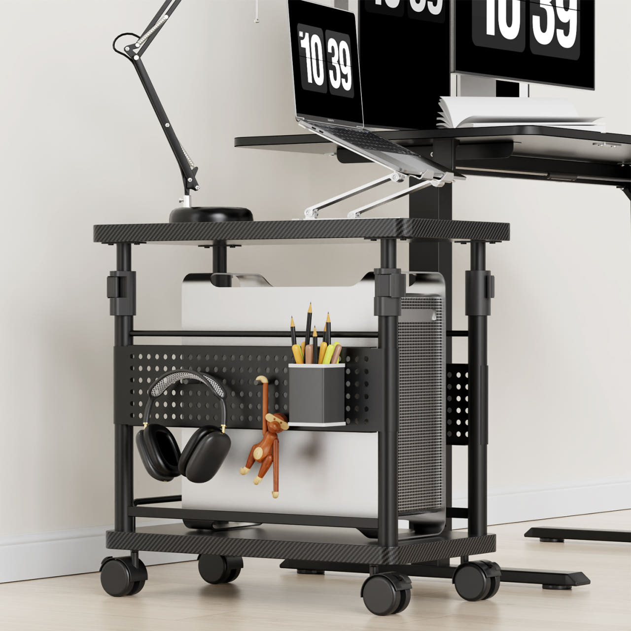 Homall 본체 선반 데스크 확장 사이드 테이블 DIY 가능 높이 무단 조절 가능, 블랙 75,580원