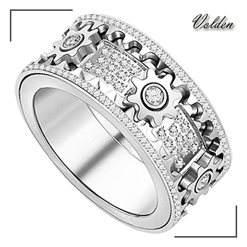 볼던 MR1176 써지컬 스틸 회전 큐빅 톱니 남자 여자 패션 반지 링 33,000원