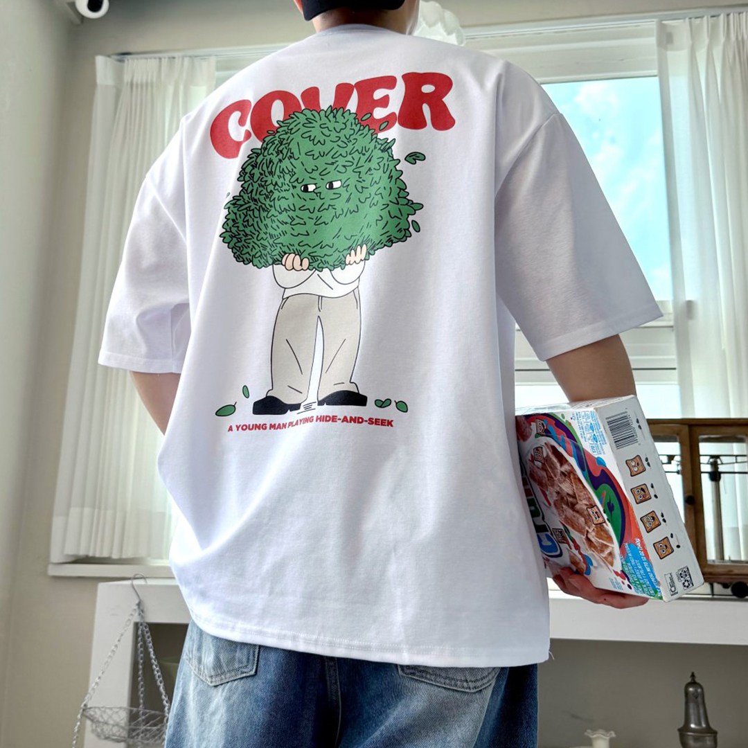 테이크잇컴퍼니 나뭇잎커버 백프린팅 오버핏 아이스 분또 반팔 티셔츠 31,350원