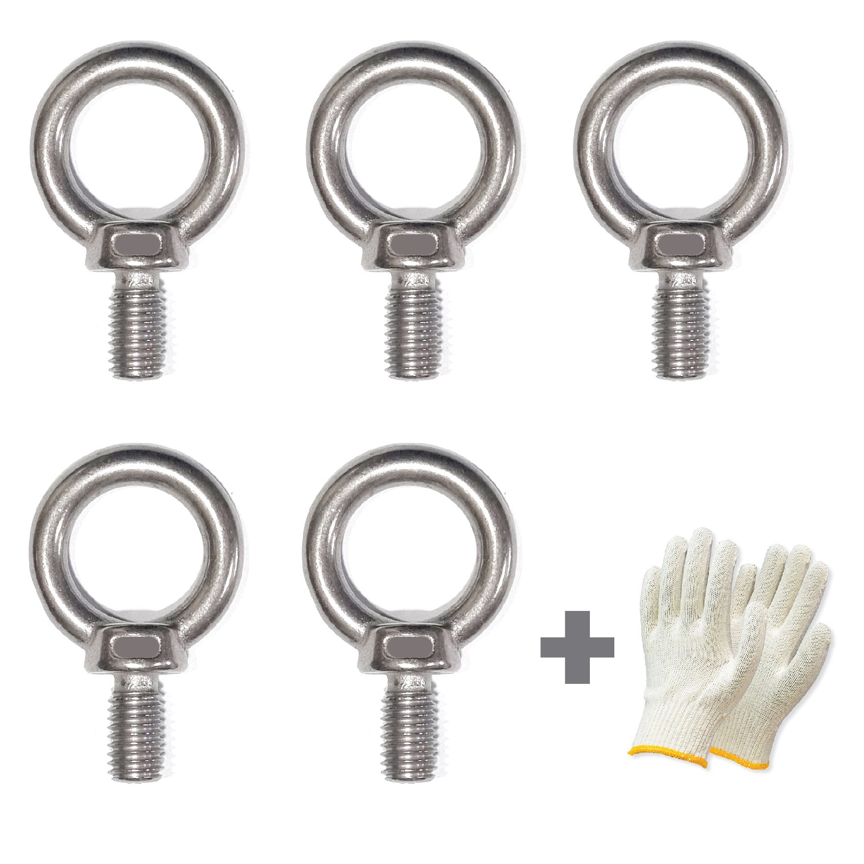 SUS304 고강도 스텐 아이볼트 5개 + 면장갑1켤레 캠핑용 산업용 야영 텐트설치용 아웃도어 등산고리 3,000원