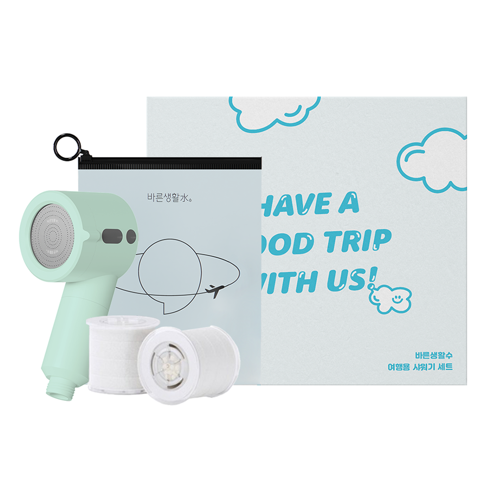 바른생활수 여행용 미니 샤워기 + 필터 고급형 2p, 1개, 민트 그린(샤워기) 24,800원