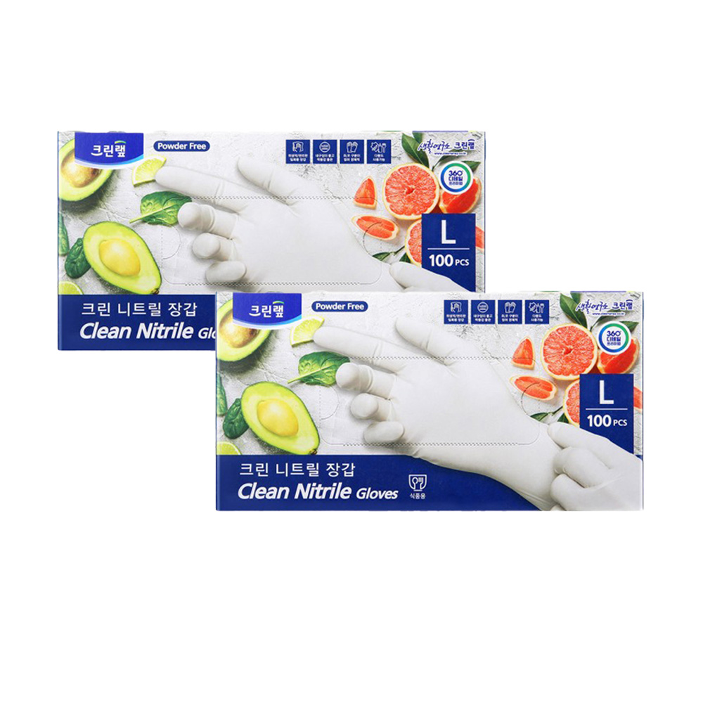 크린랩 니트릴장갑 100매 화이트 대형(L) 일회용 요리용 위생 고무장갑 21,100원