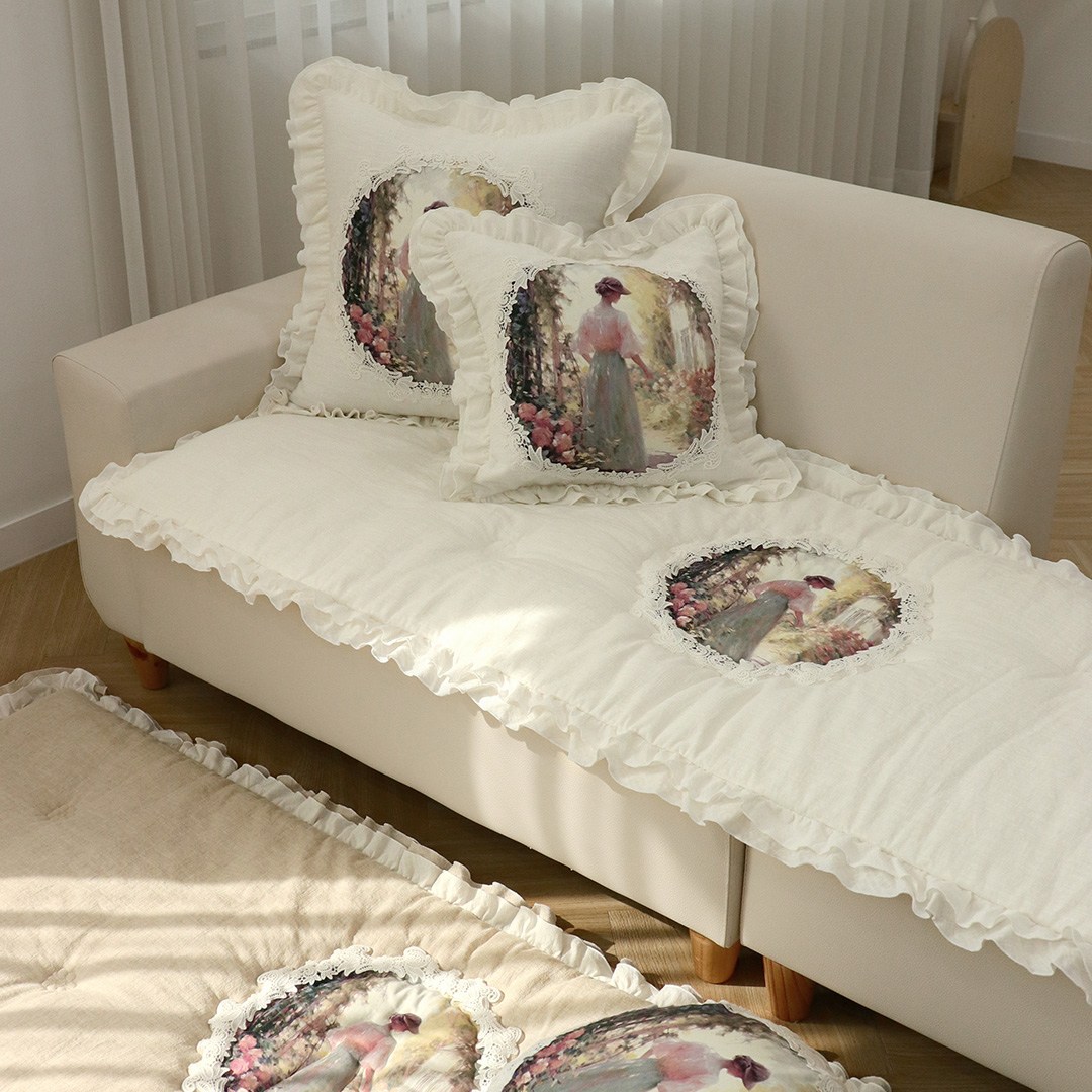 프로방스 린넨 프릴 고급 3인 4인 돌 다용도 쇼파패드 매트 117,400원