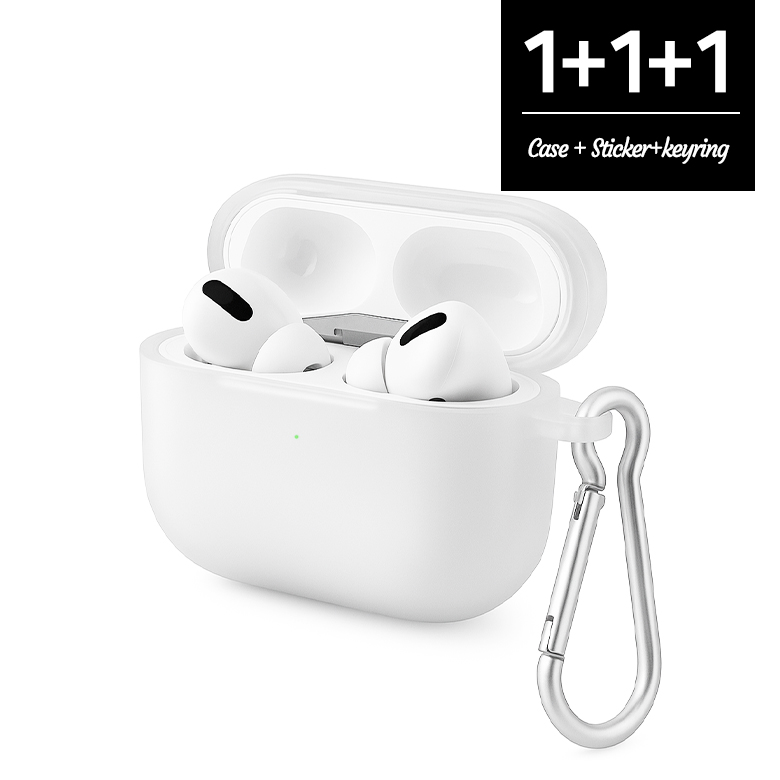 블링블링케이스 변색방지 반투명 무광 매트 에어팟 케이스 + 철가루 방지 스티커 + 실버 카라비너 세트 7,900원