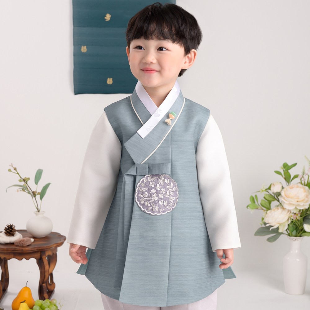 이설한복 50001 그린지호 한복 저고리 + 쾌자 + 바지 세트 46,900원