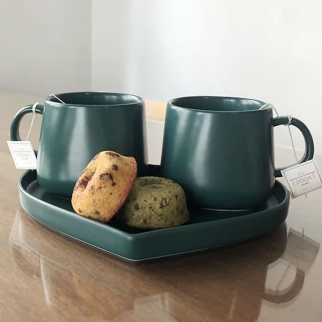 더소가 하트 플레이트 머그컵 세트 한정특가, 1개, 그린 12,000원