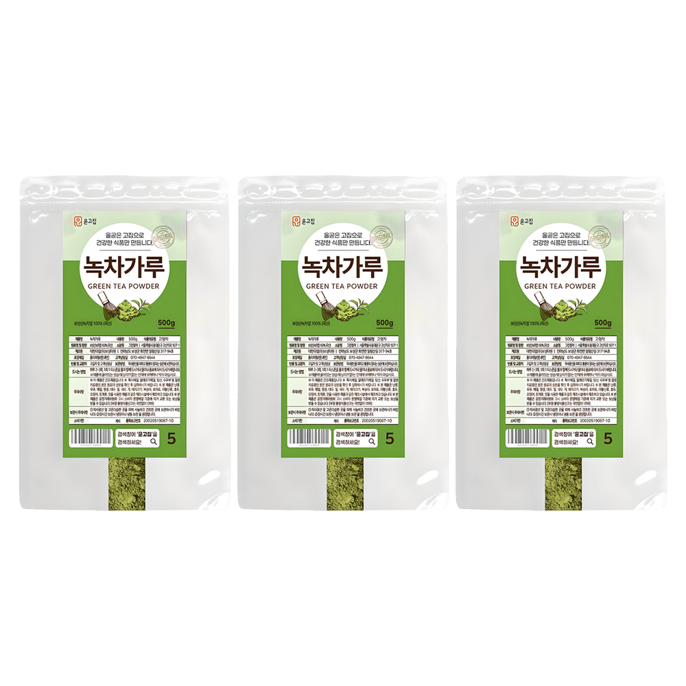 윤고집 녹차가루, 3개, 500g, 1개입 61,590원