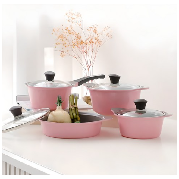 키친아트 줄리엣 베이비핑크 세라믹냄비 4종세트 93,000원