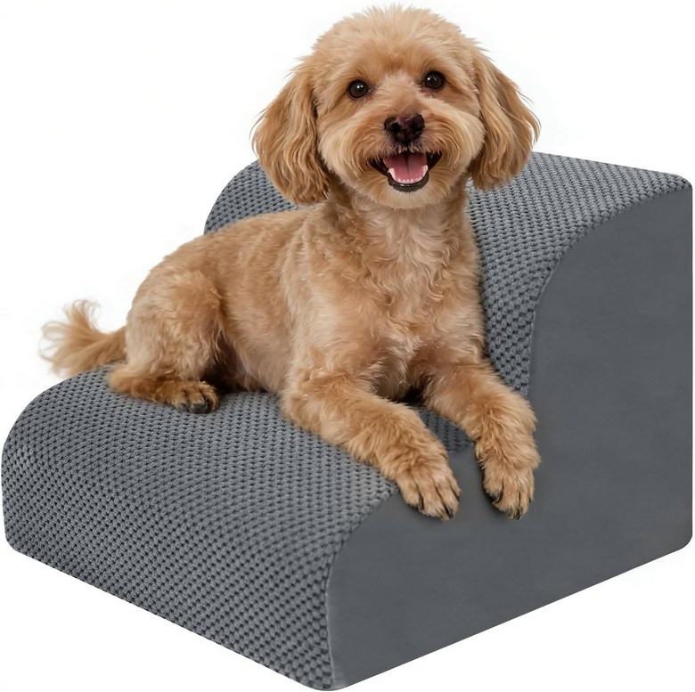 작은 강아지를 위한 MOREZZF 강아지 계단 소파용 2단계 경사로 지지력이 뛰어난 폼과 미끄럼 방지 바닥이 있는 반려동물 고양이와 계단높이 11.8인치 60,190원