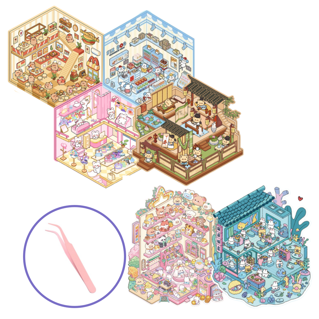 크랜브랑 틱톡유행 DIY 3D 집꾸미기 방꾸미기 스티커, 1개, 미니4종세트A+빅사이즈2종세트 14,000원