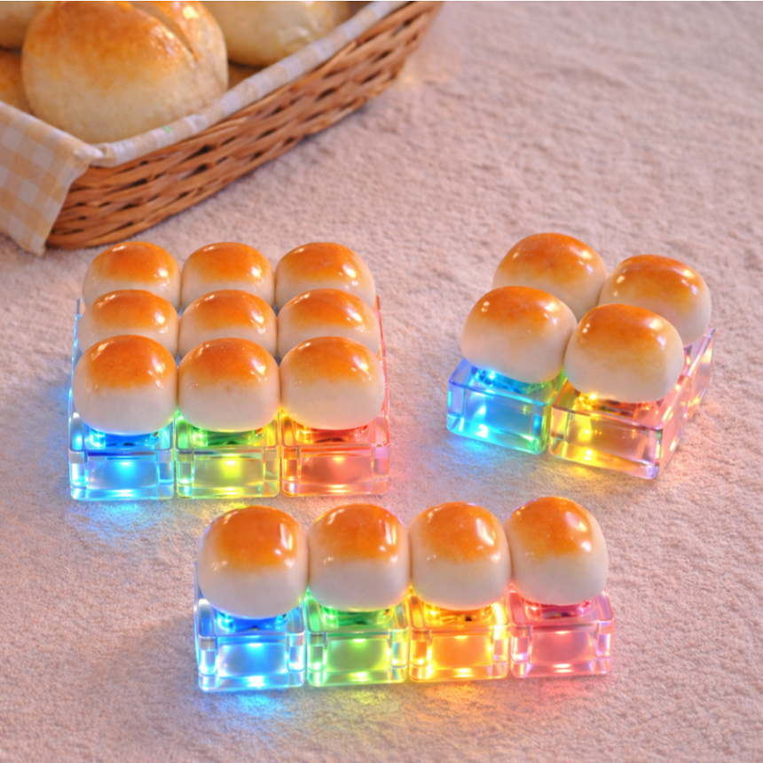 키캡하우스 LED 빵 키캡 말랑 감성 키링, 1개, 모닝빵 직선형 4구 10,000원