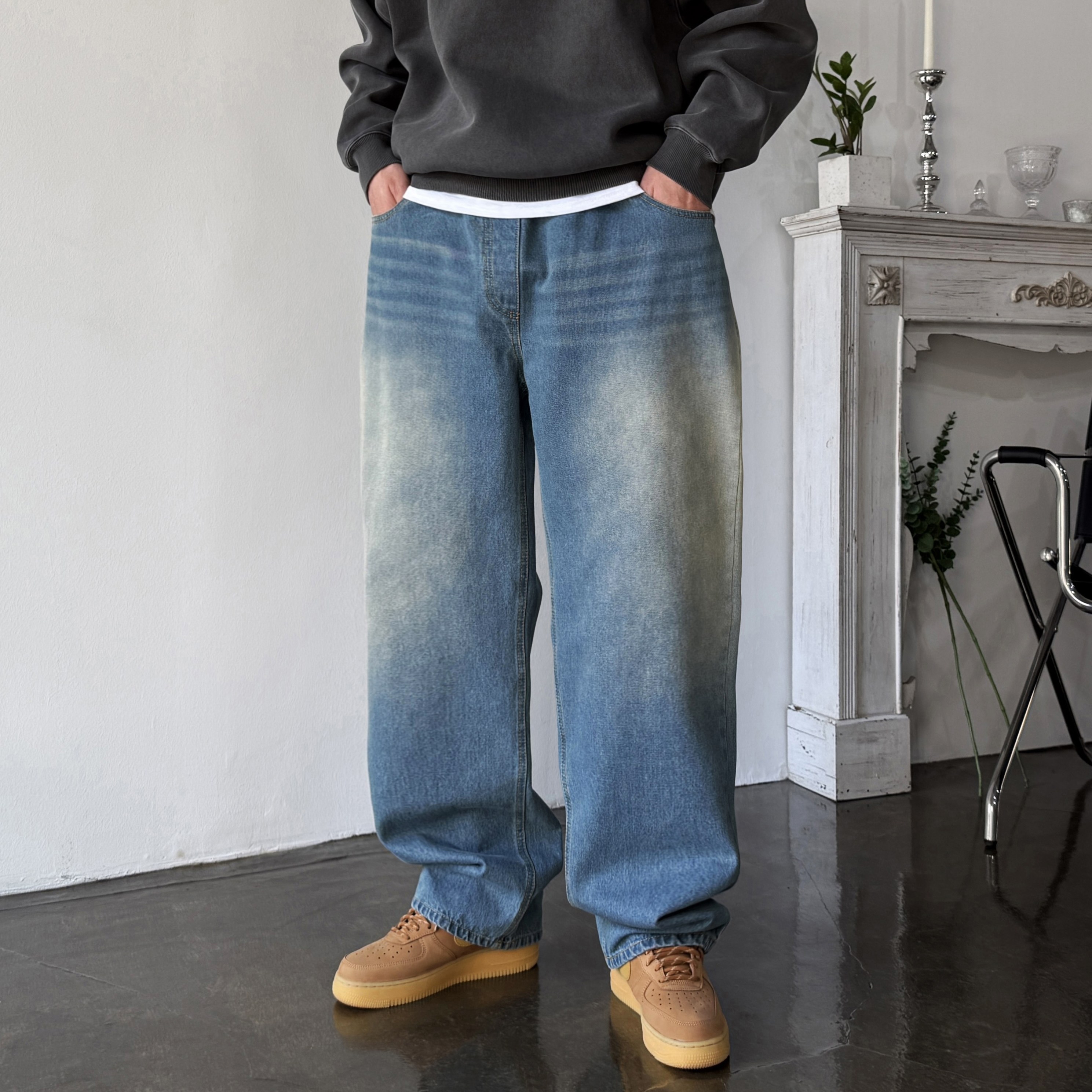 웨일즈 워싱 롱 와이드 벌룬 밴딩 청바지 데님 팬츠 (3 Color) 빅사이즈 까지 28,900원