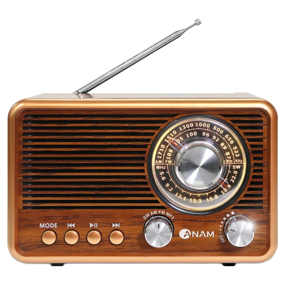 아남 휴대용 레트로 라디오 블루투스 스피커, R50, 브라운 32,200원