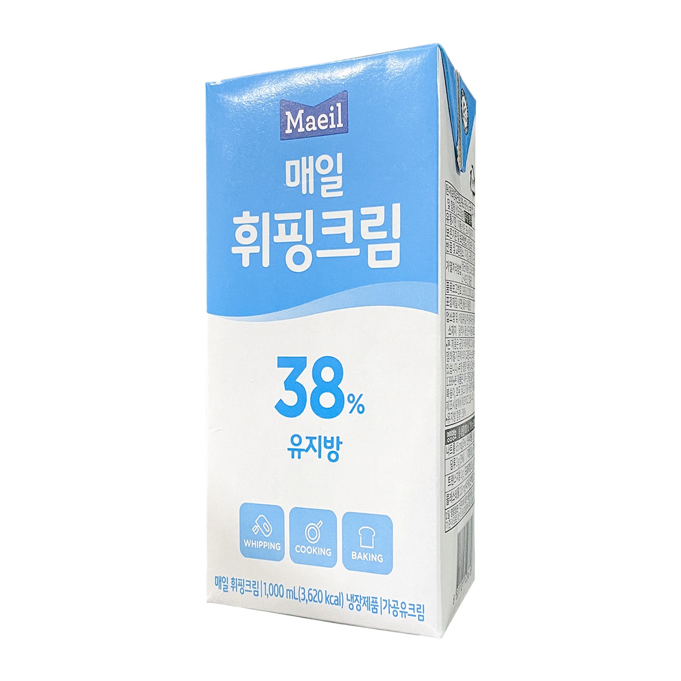 1042. [38%] 매일휘핑크림 1000ml (국산생크림 동물성) [하절기 아이스박스 무료] 15,450원