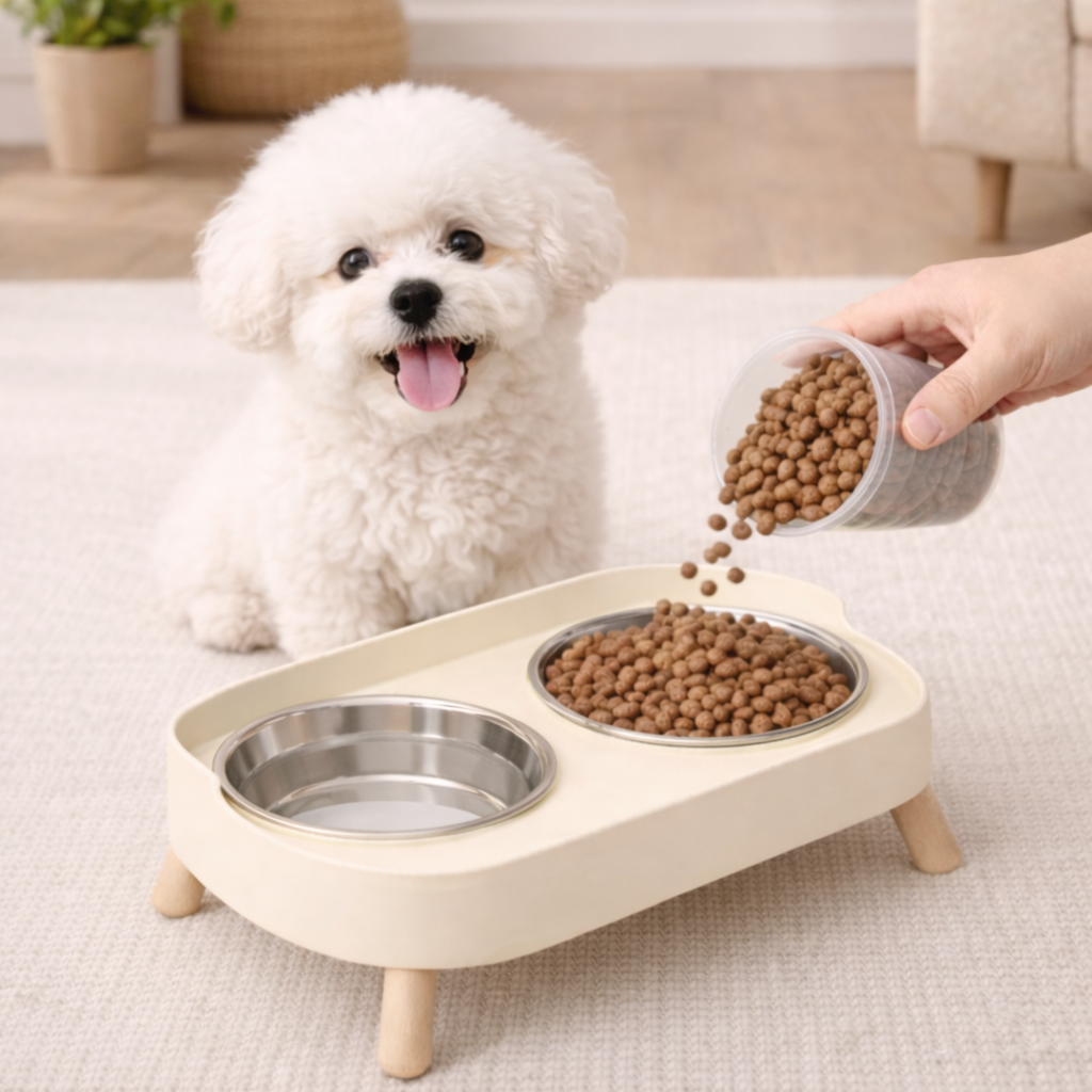 모와다온 높이조절 강아지 고양이 2구 밥그릇, 1개, 아이보리 13,000원