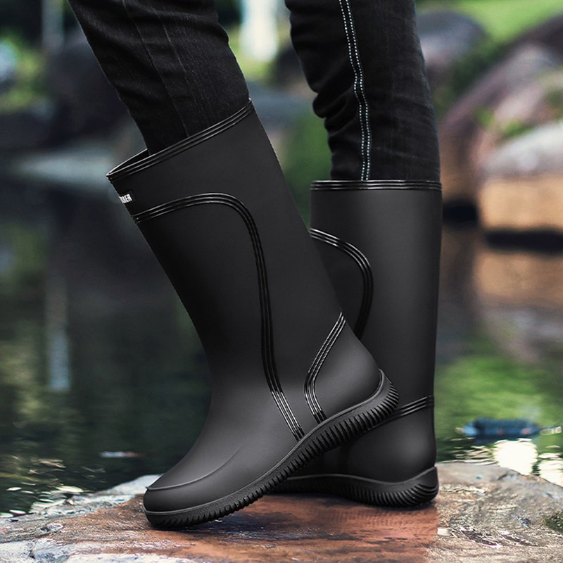 TIMEPURE 남성용 방수 미끄럼방지 긴 장화 남성용 물 신발 내구성 높은 작업용 고무 신발 25,800원