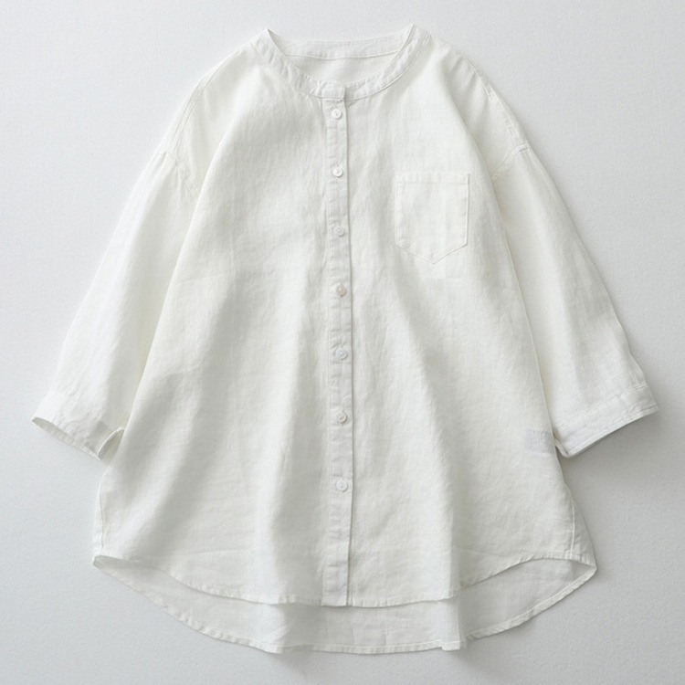 퀸앤조이 루센 라운드넥 솔리드 7부 린넨 셔츠 49,800원