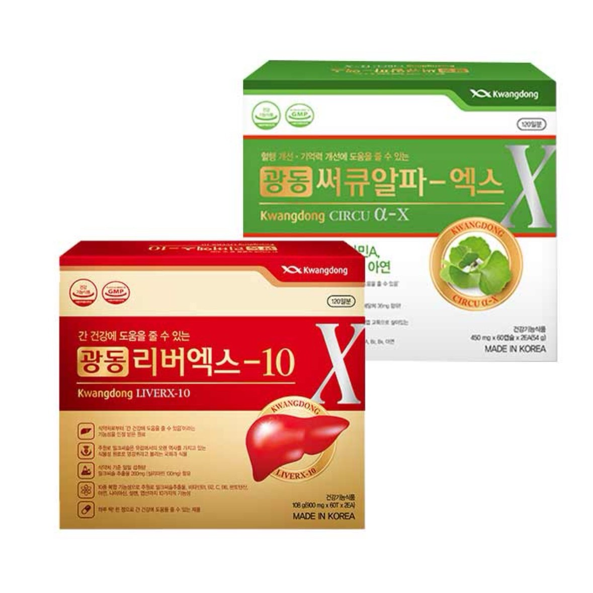 광동 리버엑스-10 밀크씨슬 간에좋은 영양제 1개 + 광동 써큐알파엑스 은행잎 추출물 1개, 1세트 86,000원