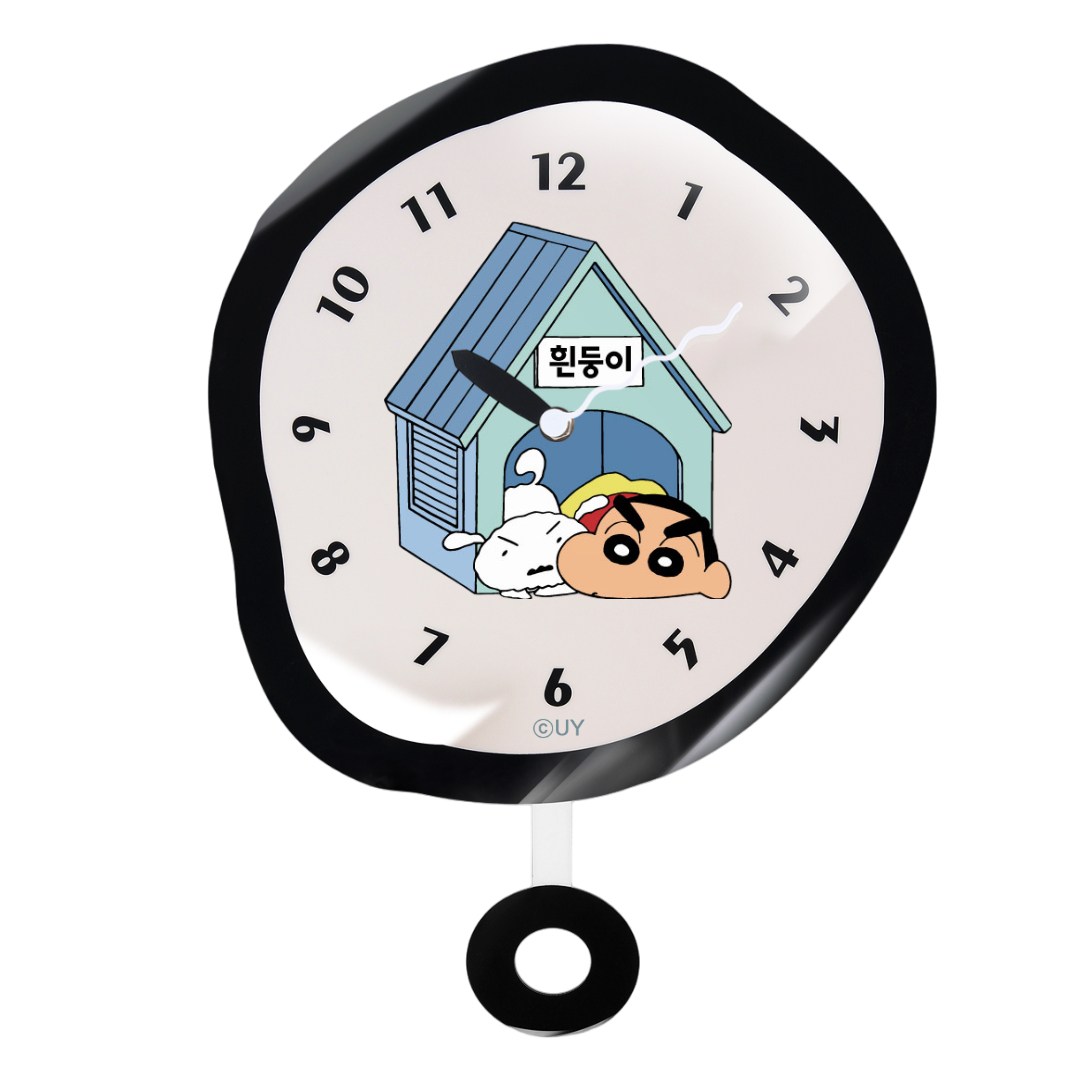 흰둥이와 짱구 비정형 아크릴 무소음 인테리어 벽시계 35,000원
