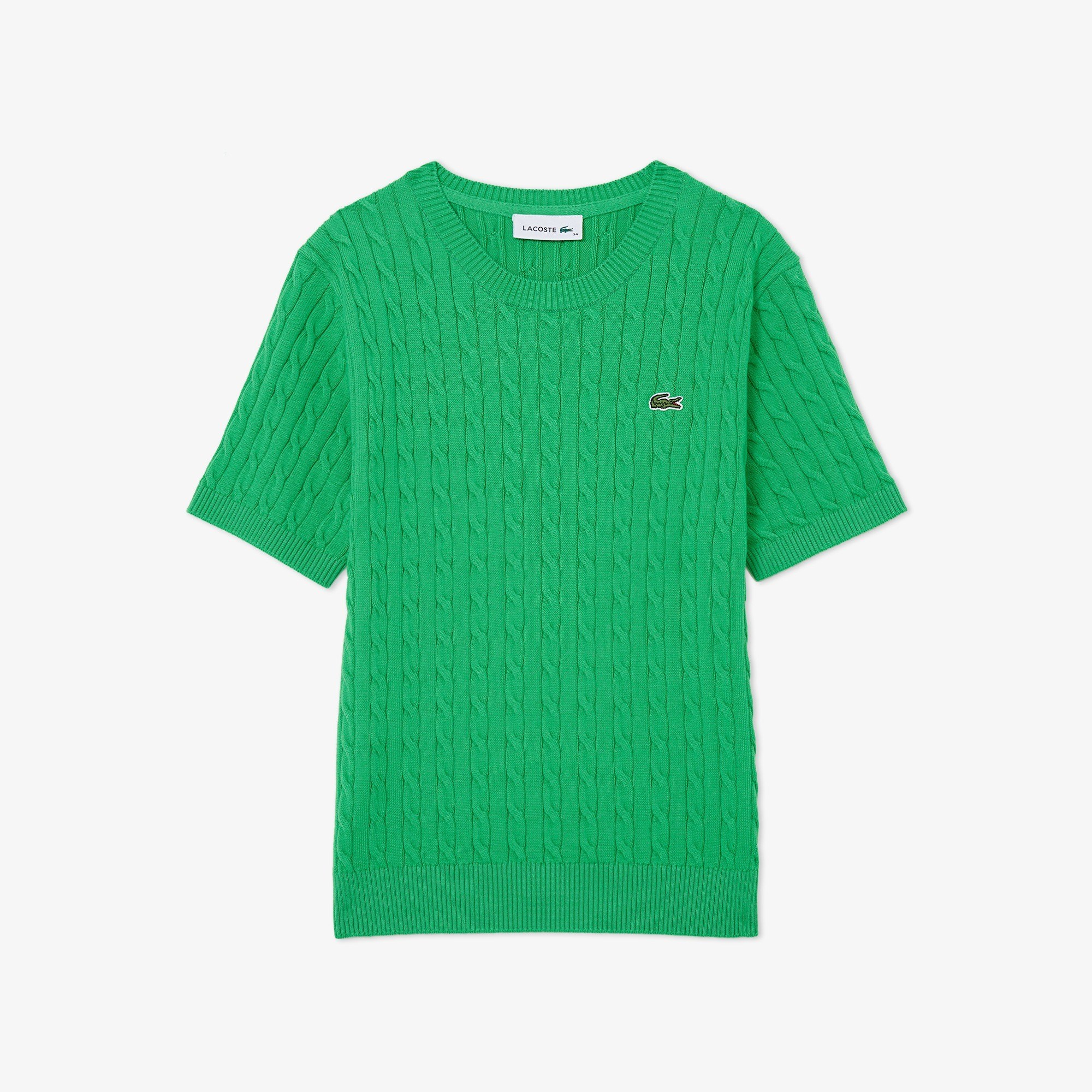 [라코스테 공식] 여성 케이블 반팔 크루넥 스웨터 AF590E-56G NPA 229,000원