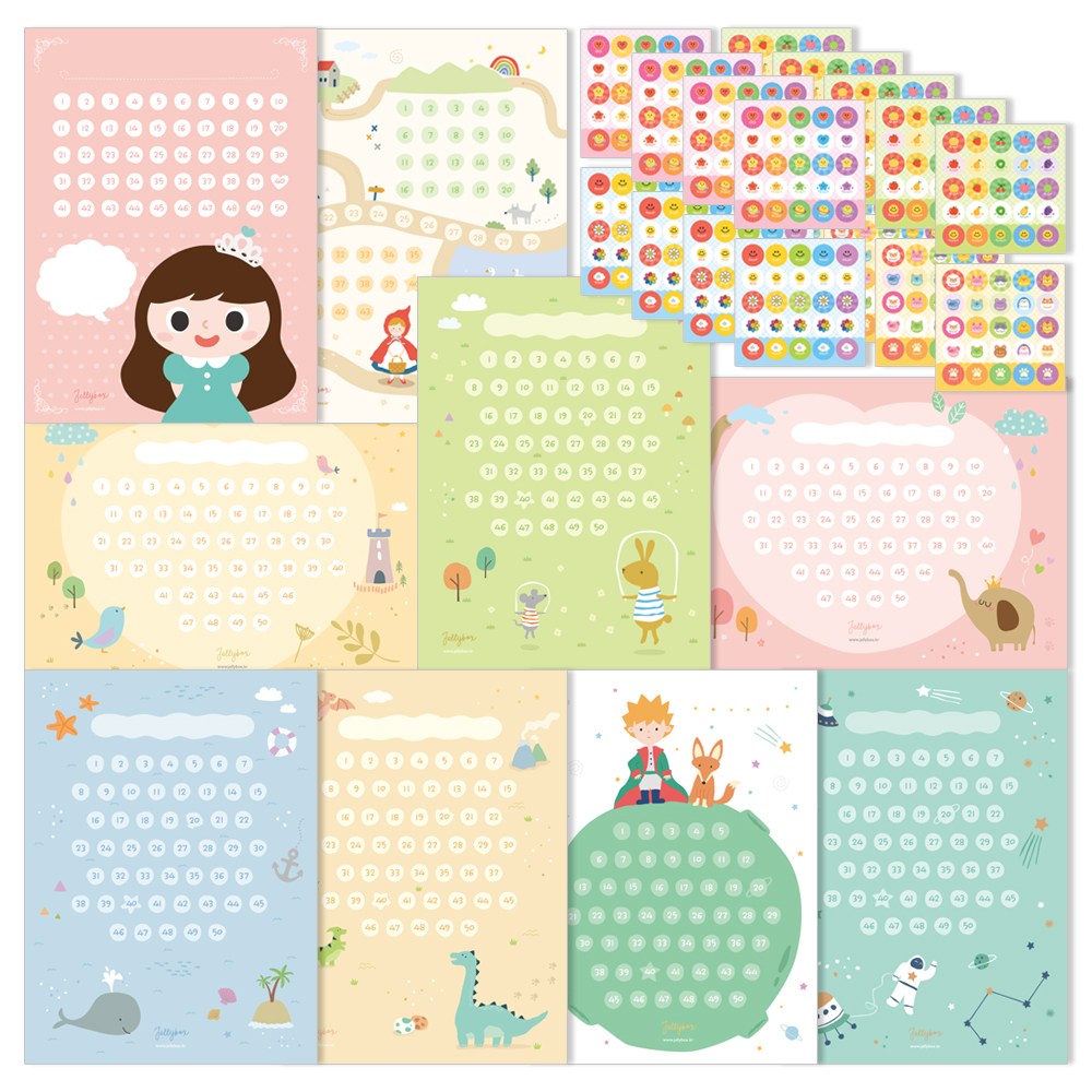 젤리박스 칭찬스티커판 + 스티커 18매, 여아, 1세트 8,850원