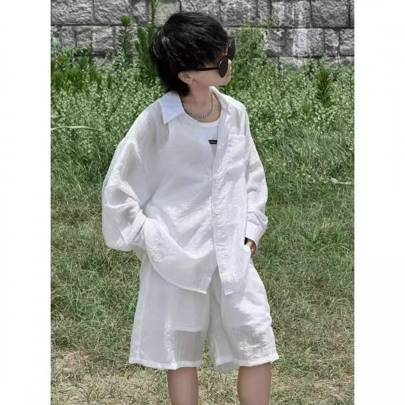 해피유통어린이 여름 루즈핏 셔츠와 반바지 세트 깔끔한 캐주얼 스타일14세 이상 XG03 39,880원