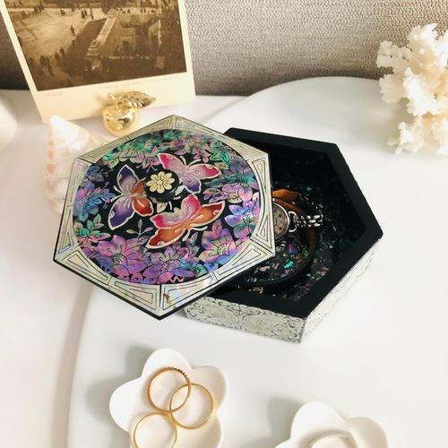 레드 스윙 나비 손잡이 육각 자개보석함 미니 자개함 한국공예품, 레드, 1개 42,000원