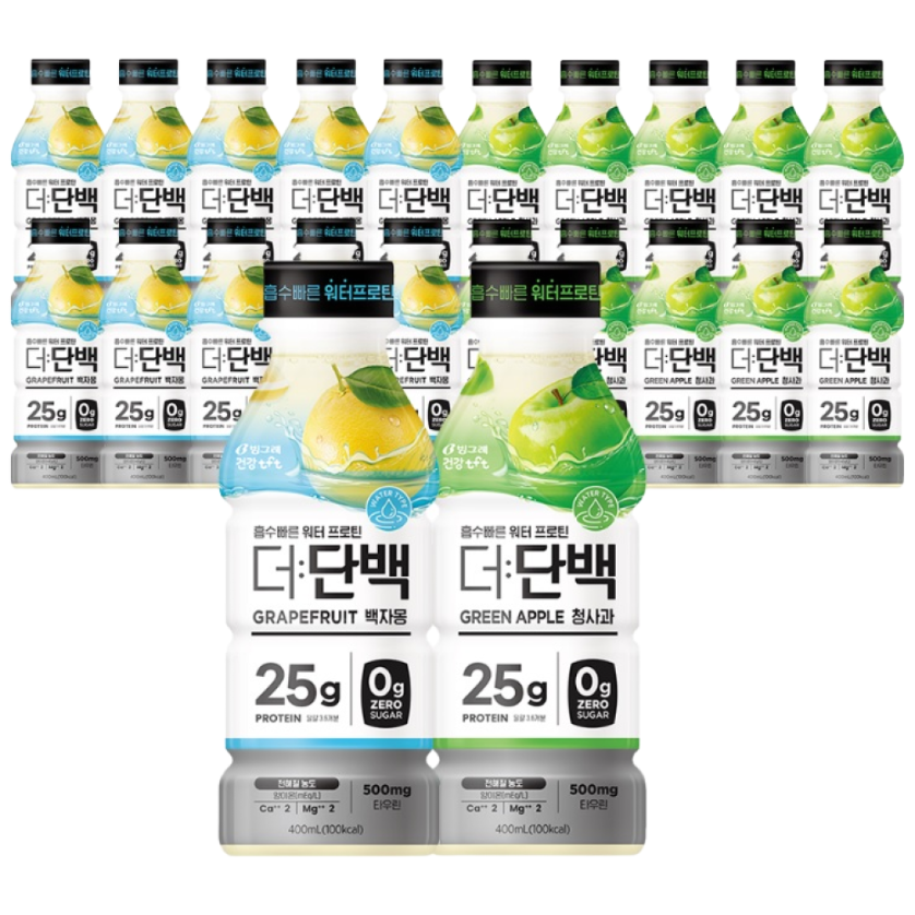 더단백 워터프로틴PET 2종 400ml 2종 혼합(백자몽6+청사과6) 총 12개, 400ml, 12개 26,900원