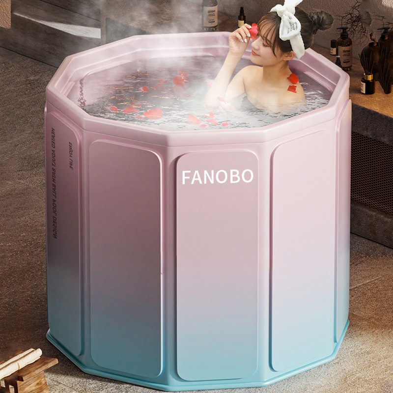 FANOBO 욕조 무조립 접이식 욕조 지름 70cm 이동식욕조 반신욕, 핑크 블루 그라데이션, 1개 16,890원
