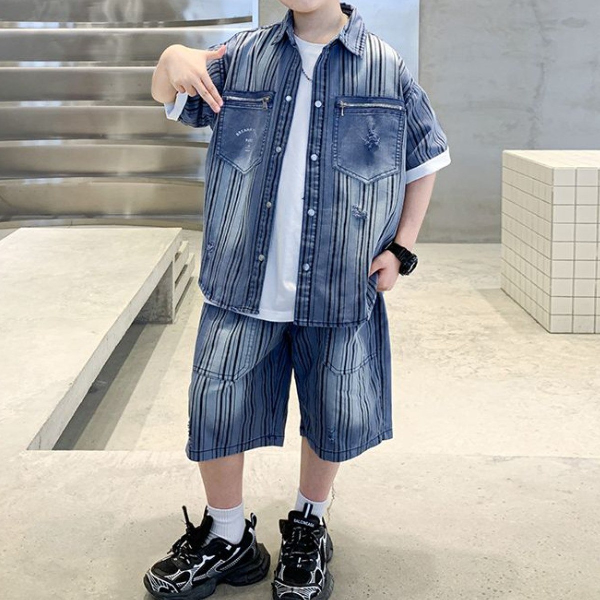 해피유통아동 청바지 스타일 반팔 셔츠와 반바지 세트14세 이상 XG03 41,710원