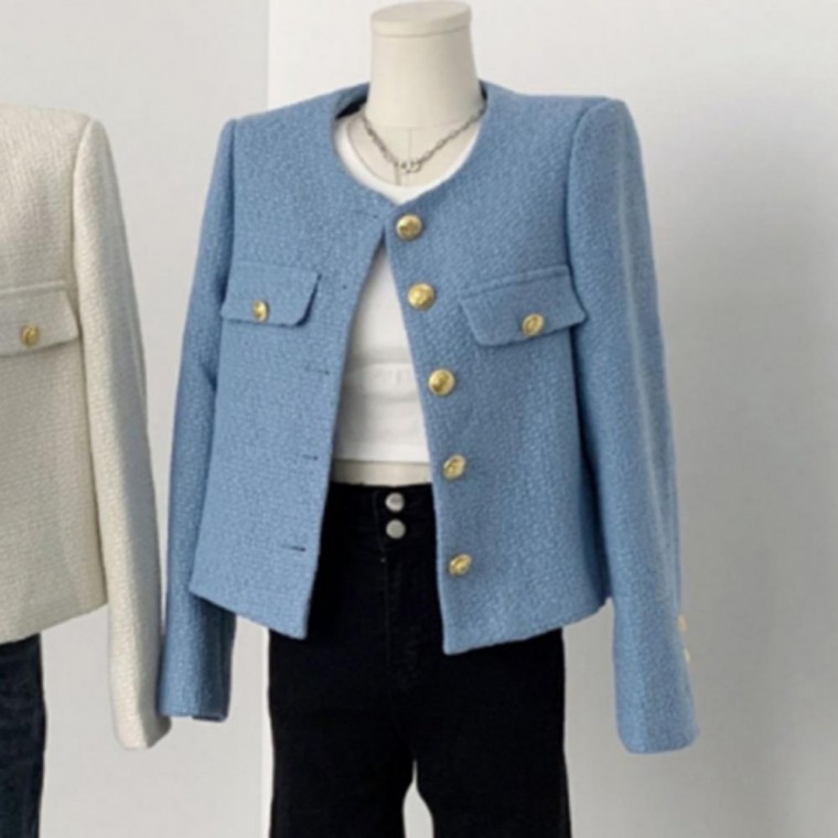여성 봄 가을 하객룩 페미닌 금장 트위드 고급 자켓 42,170원