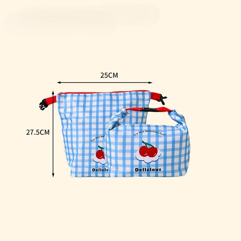 직장인 학생 데일리 귀여운 키치 체크 보온 보냉 도시락 파우치 가방 런치백, 1개, 블루 7,900원