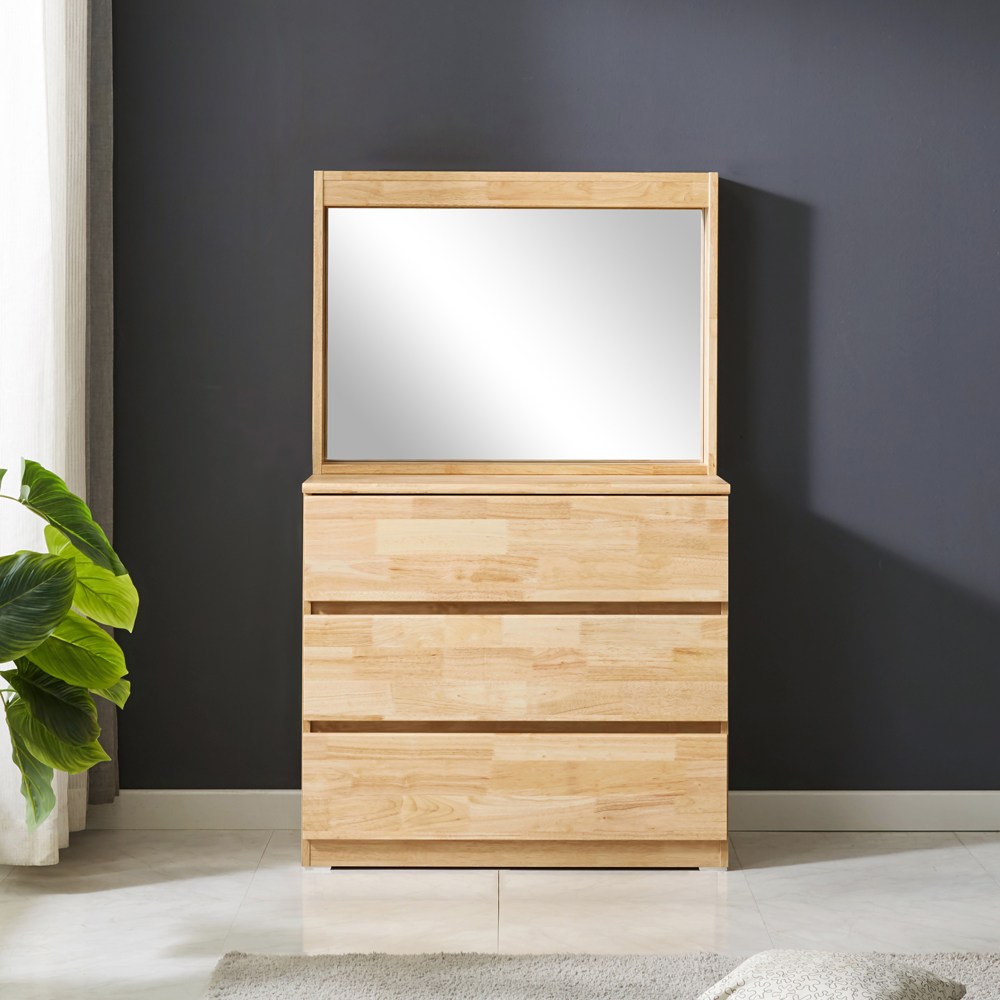 러버 원목 3단 서랍형 화장대 거울세트 (원색), 원색 283,000원