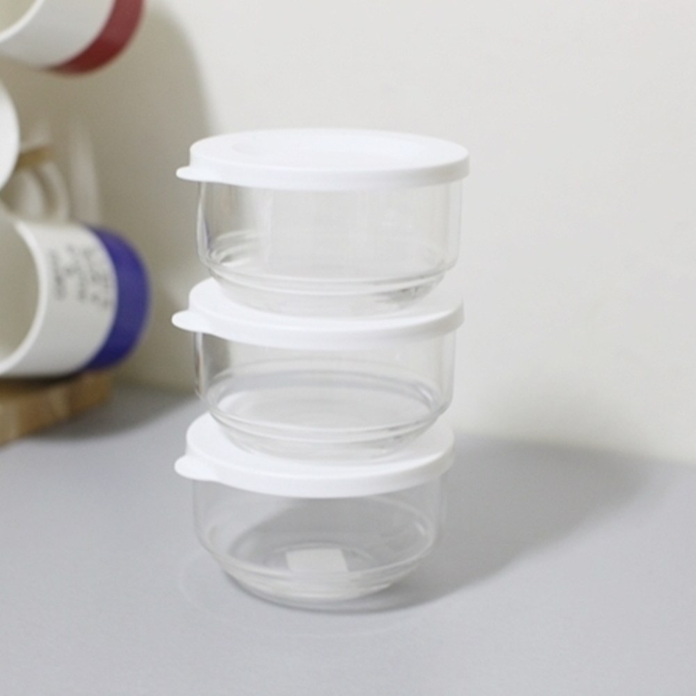 도요사사키 글라스 마이델리카 겹침 보관 유리 반찬통 3개입 밀폐용기, 화이트, 1개 13,800원