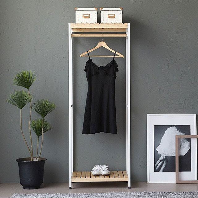 인테리어 원목 철제 옷장 행거 조립식 드레스룸 수납 선반행거, 화이트 69,800원