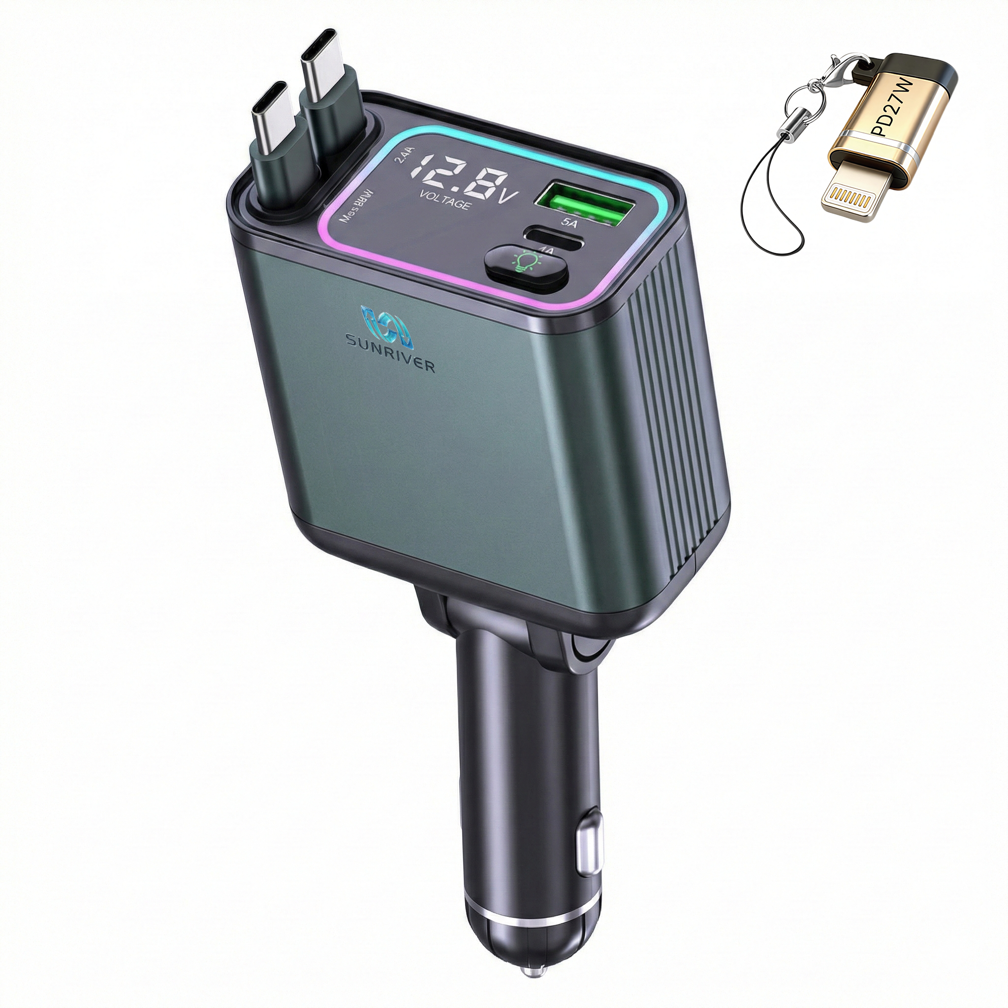 SUNRIVER 240W 선리버 차량용 초고속 충전기 5세대 최고 스팩 출시 4대 동시 초고속 충전 스마트폰은 물론 노트북도 충전 모든 차량 호환 2026년 신상, 타입C+타입C+애플잰더, GC08/5.2세대 29,800원