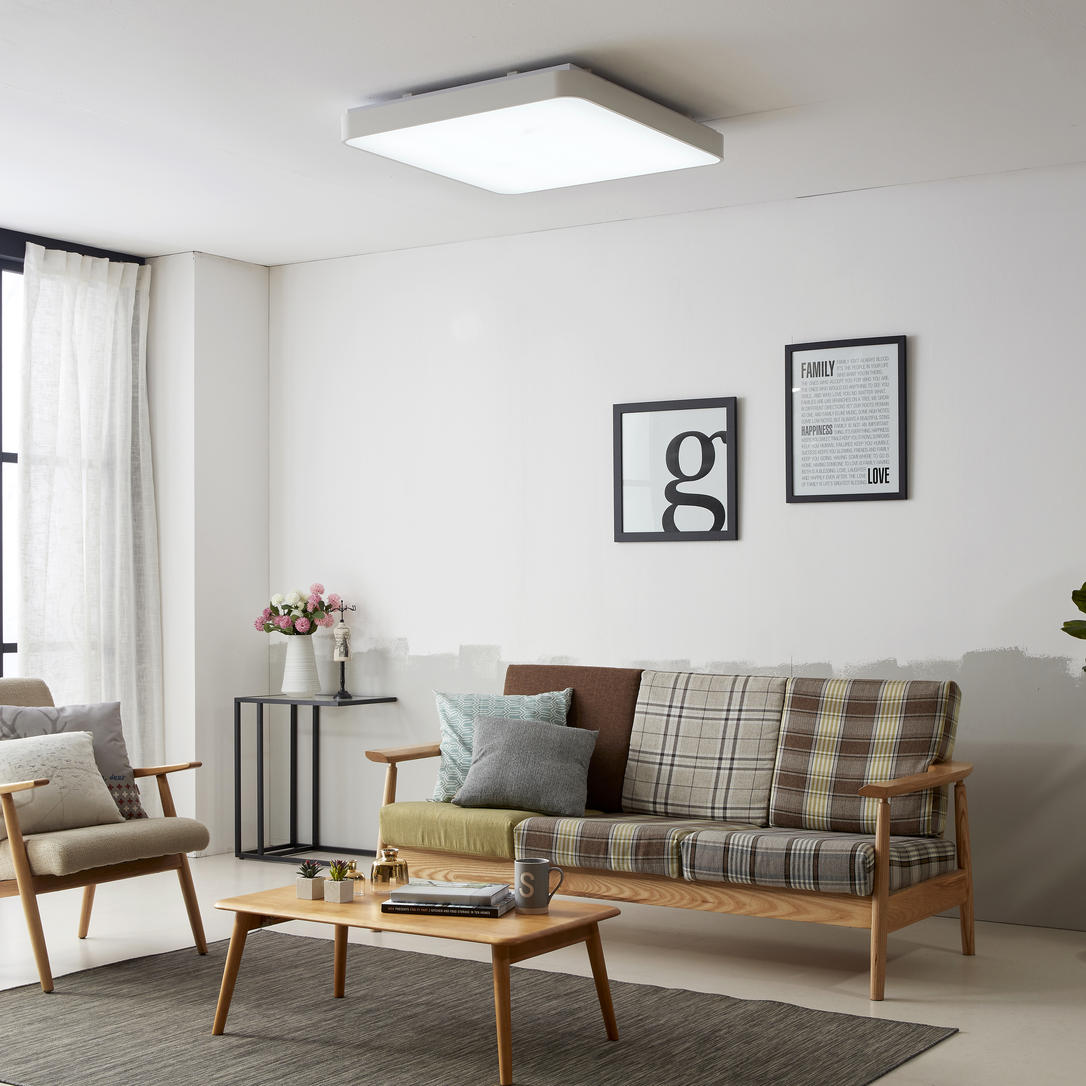 조명에반하다 심플 통거실4등 LED 120W 천장등, 화이트 + 주광색 63,200원