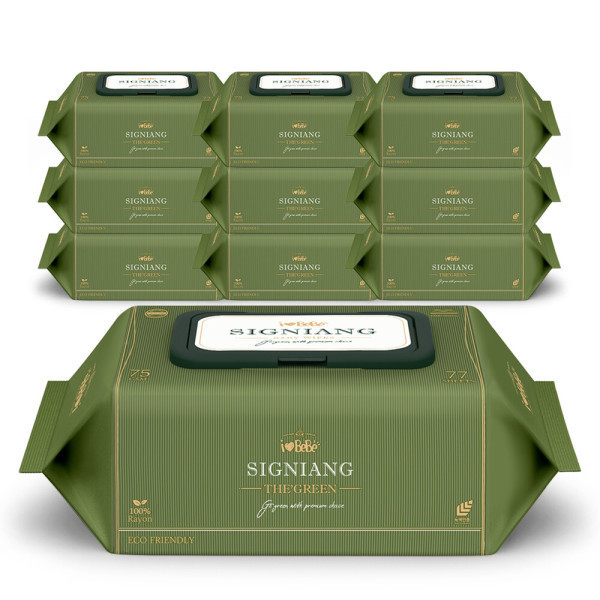 레이온100% 75g시그니앙 더그린 77매 10팩 캡형 아기물티슈 36,400원